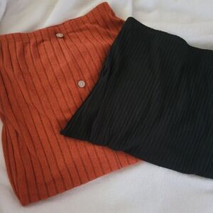 Shein Long Skirts Lot Of 2 Burnt Orange Rust‎ Black High Slit Bundle Size Large